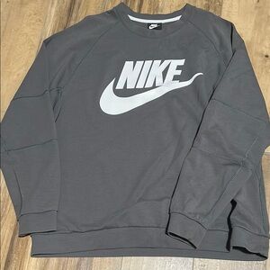 Nike Gray Crewneck Sweater with Iconic Swoosh